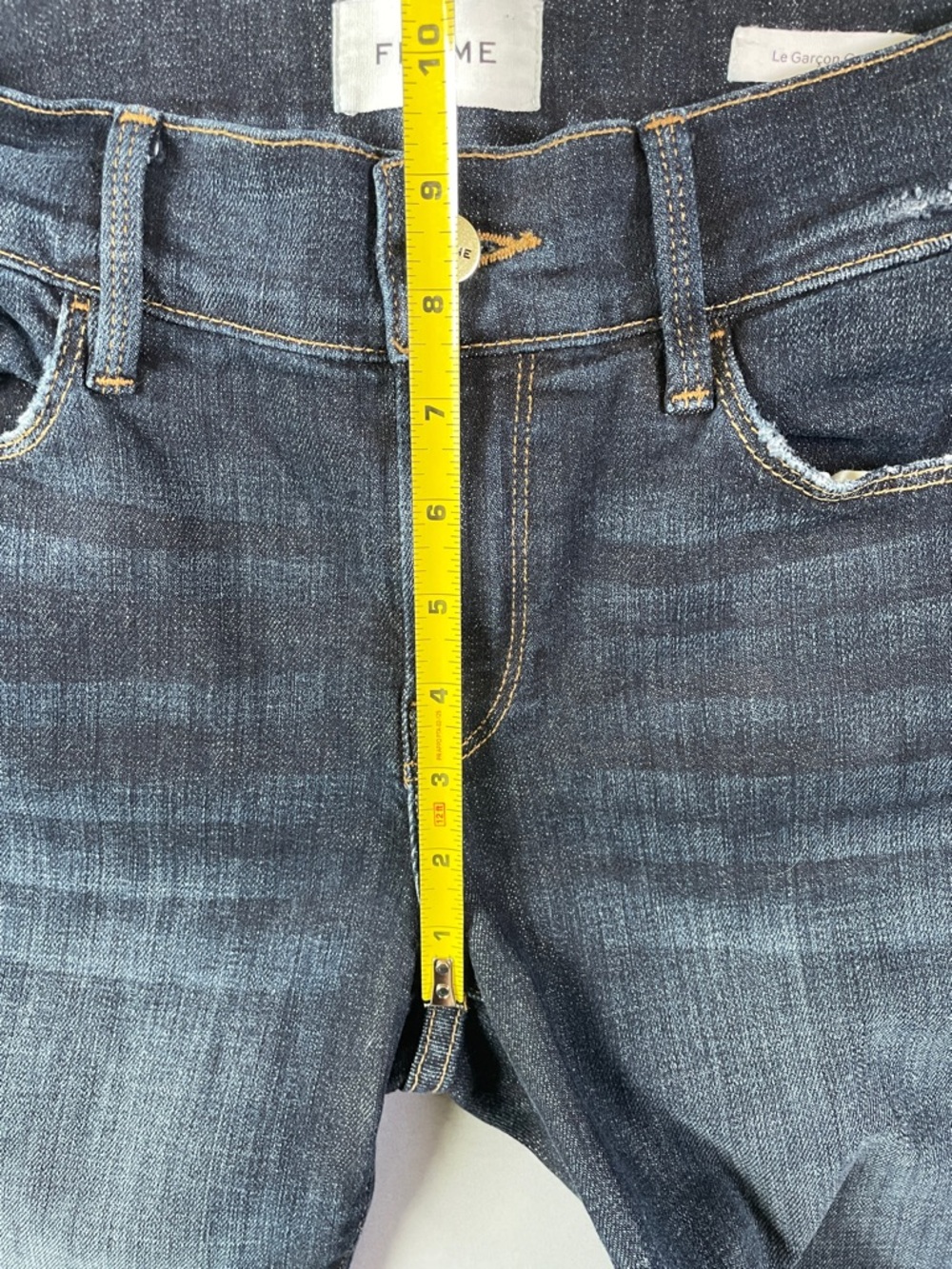 Frame Le Garçon Crop Dark Denim Slightly Distressed Jeans Size 26 - Picture 11 of 12